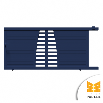 Portail Alu Coulissant Moderne CORYDALE - Bleu