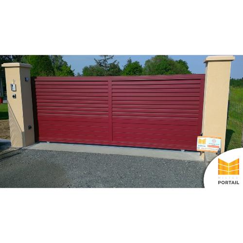 Portail Design Coulissant Alu - SABLINE ROUGE