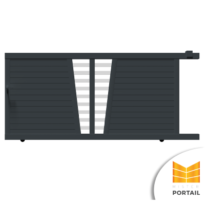 Portail Alu Coulissant Moderne IRIS BICOLORE<br>Anthracite / Blanc
