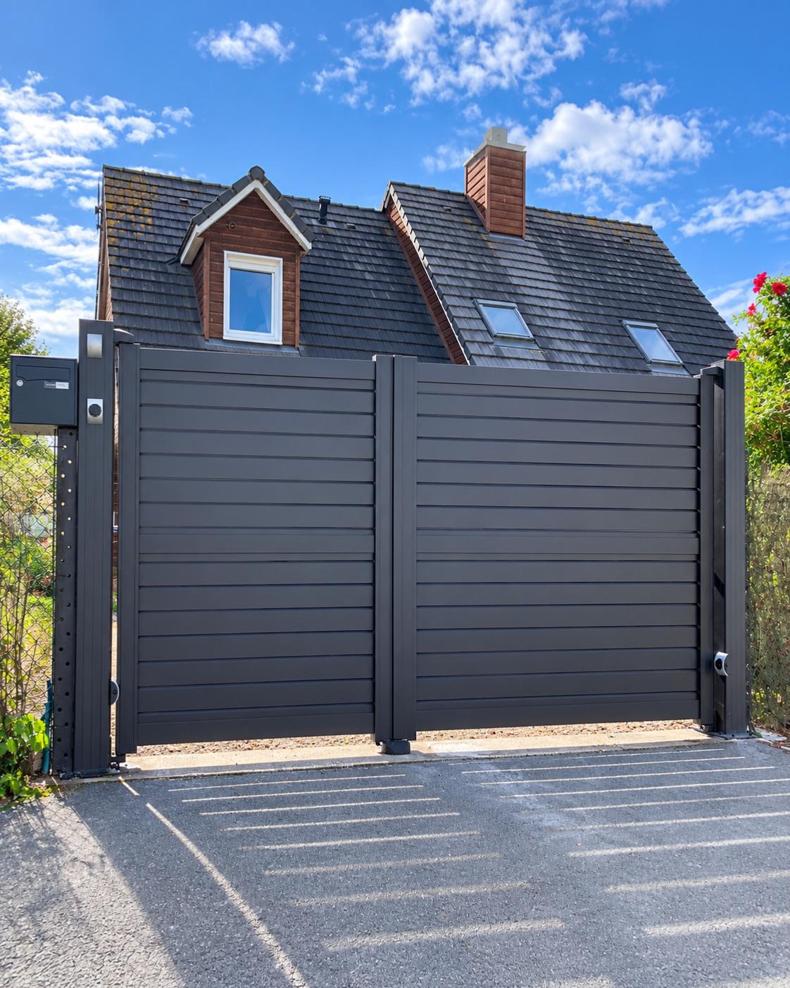Portail aluminium battant posé chez un client MisterPortail