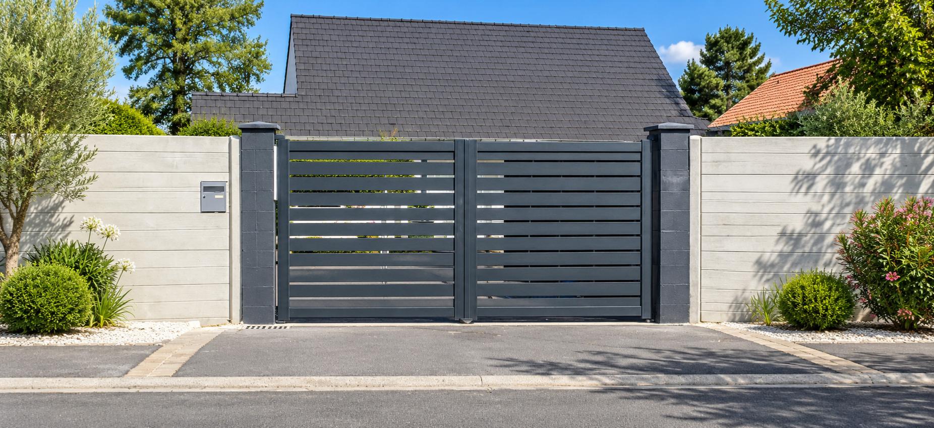 Portail battant en aluminium gris anthracite